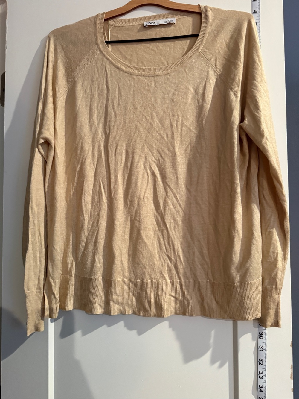 Zara Beige Crewneck Knit Sweater- Size XL